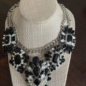Elegant Black and Silver Statement Necklace